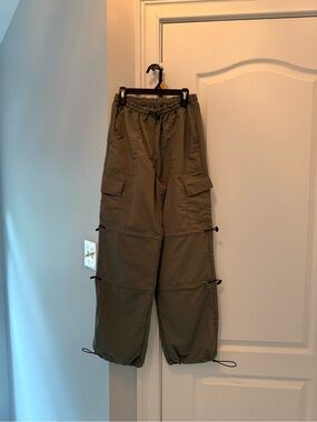 Zoe + Liv Dark Olive Elastic Waist Utility Pants